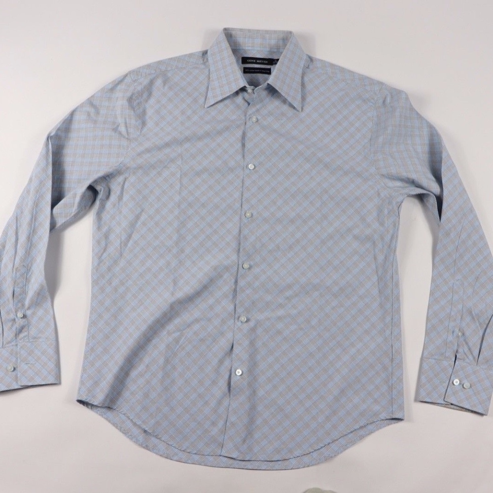 Gene Meyer Long Sleeve Dress Shirt 16 34/35 Blue